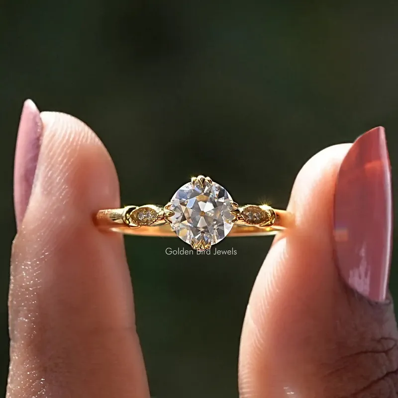Old European Round Moissanite Accent Ring vy 2