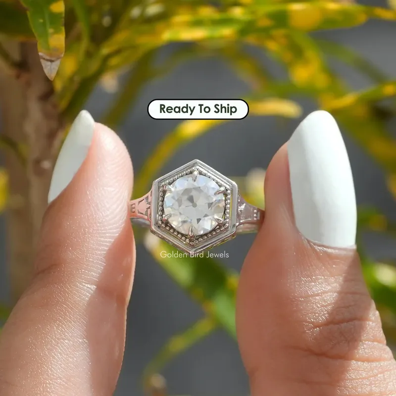 Old European Round Moissanite Solitaire Ring engagement ring