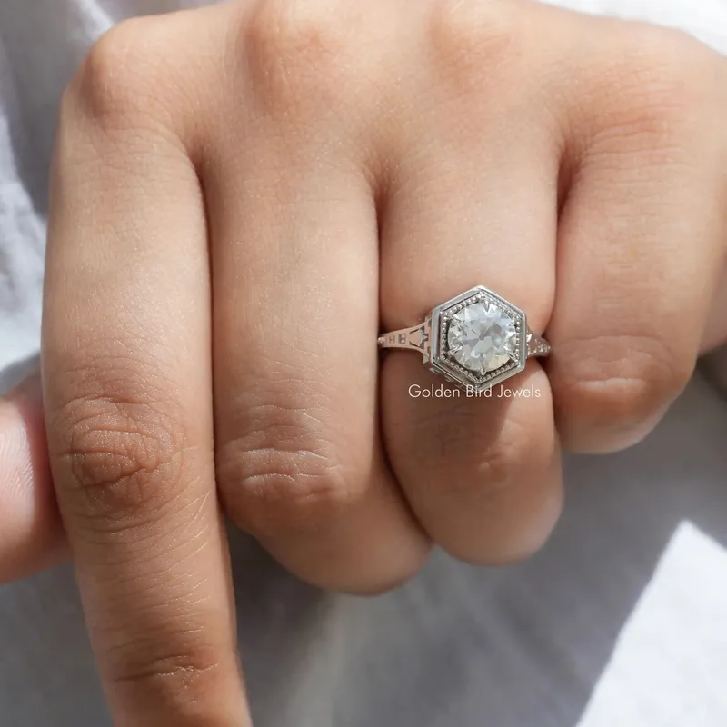 Old European Round Moissanite Solitaire Ring view 2