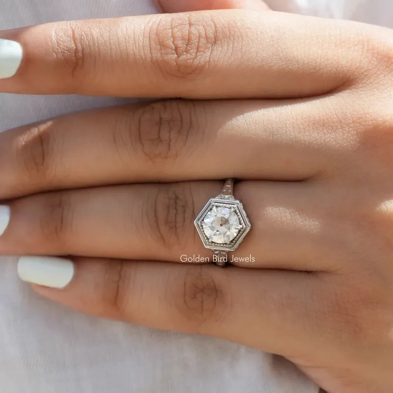 Old European Round Moissanite Solitaire Ring view 6