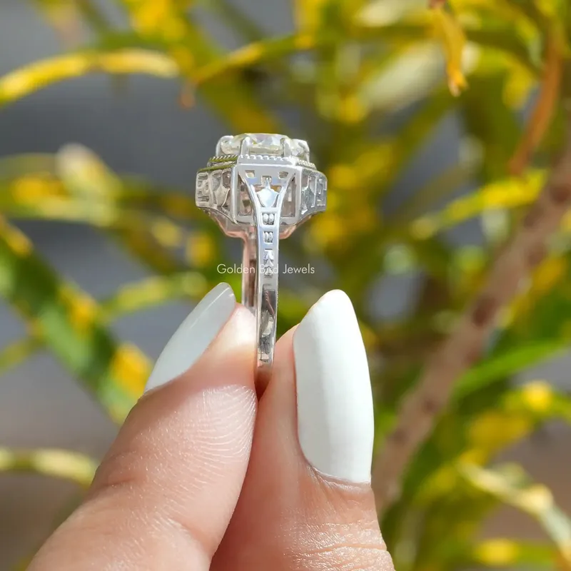 Old European Round Moissanite Solitaire Ring view 7