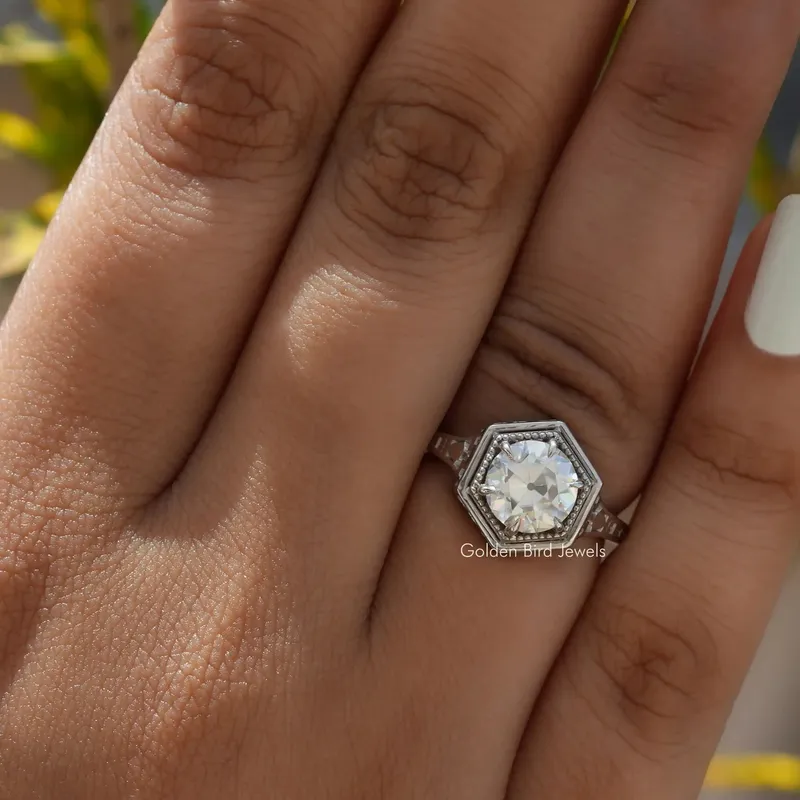Old European Round Moissanite Solitaire Ring view 5