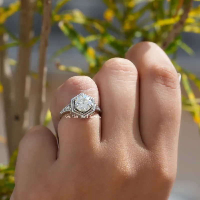 Old European Round Moissanite Solitaire Ring view 4