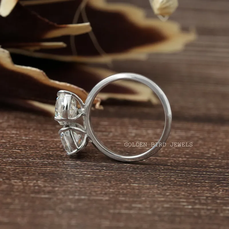 Old Mine Cushion And Old Mine Pear Cut Moissanite Ring vy 9