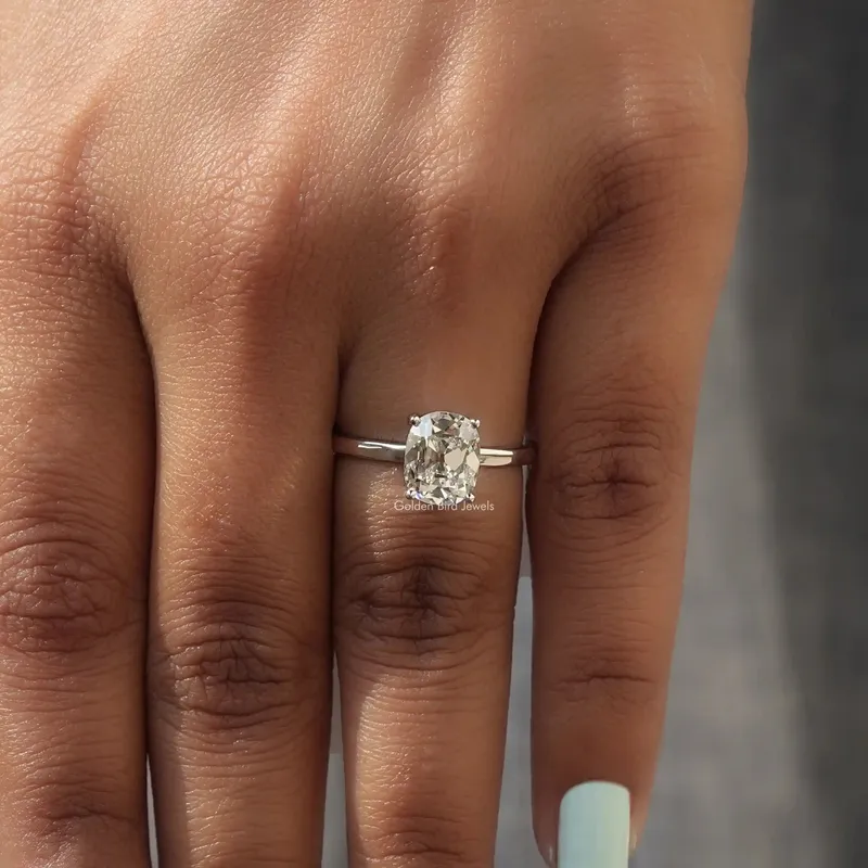 Old Mine Cushion Cut Diamond Solitaire Ring vy 7