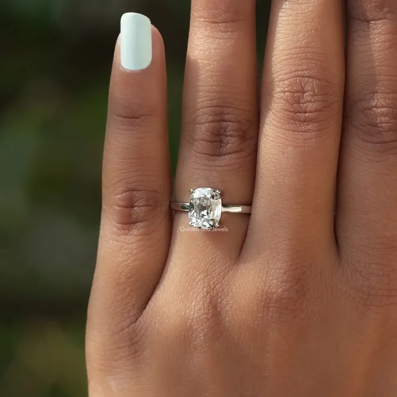 Old Mine Cushion Cut Diamond Solitaire Ring vy 4