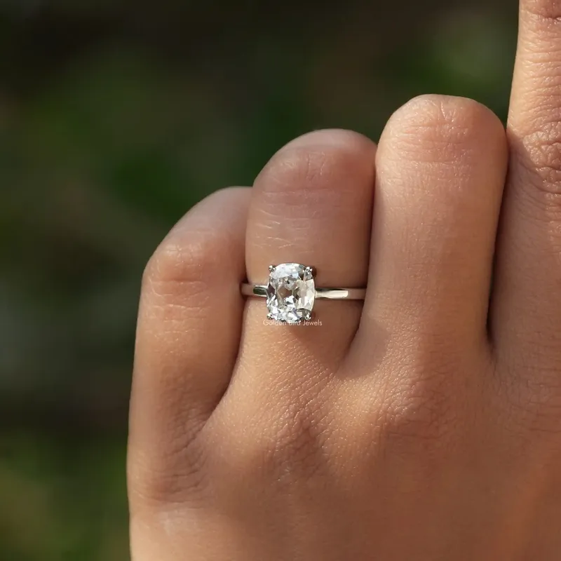 Old Mine Cushion Cut Diamond Solitaire Ring vy 5