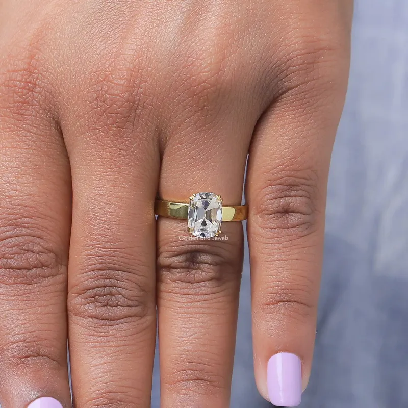 Old Mine Cushion Cut Lab Grown Solitaire Diamond Ring vy 7