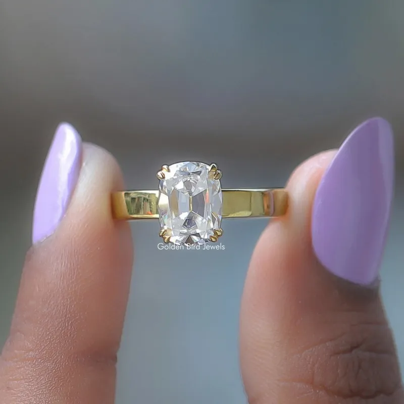 Old Mine Cushion Cut Lab Grown Solitaire Diamond Ring engagement ring