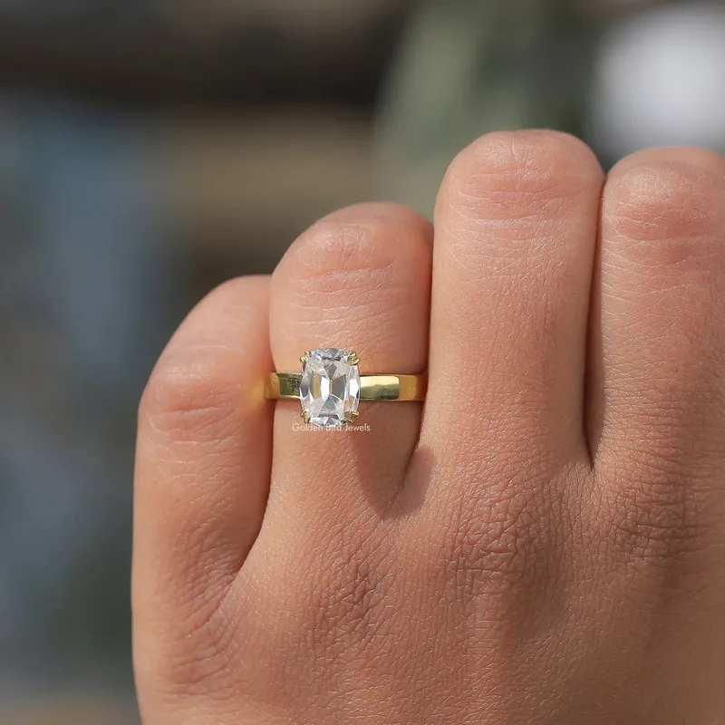 Old Mine Cushion Cut Lab Grown Solitaire Diamond Ring vy 4