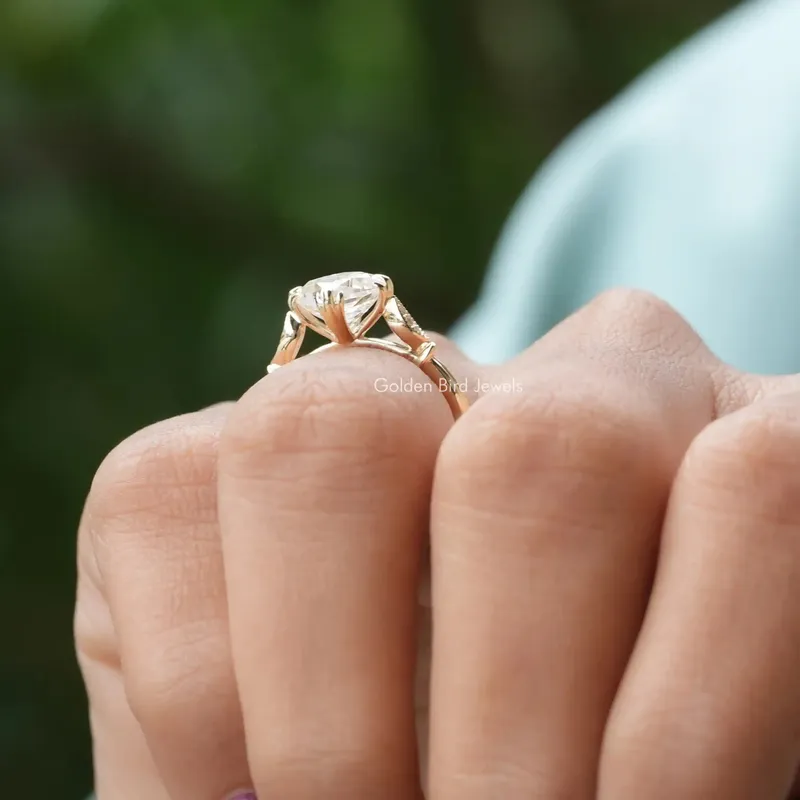 Old Mine Cushion Cut Moissanite Accent Stone Ring view 6