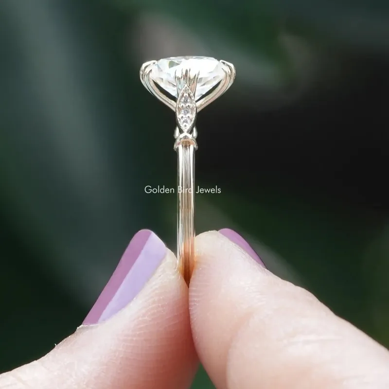 Old Mine Cushion Cut Moissanite Accent Stone Ring view 2
