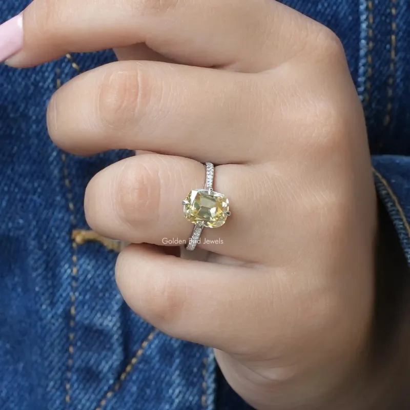 Old Mine Cushion Cut Moissanite Accent Stone Ring view 8