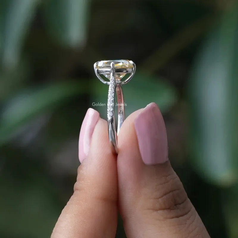 Old Mine Cushion Cut Moissanite Accent Stone Ring view 2