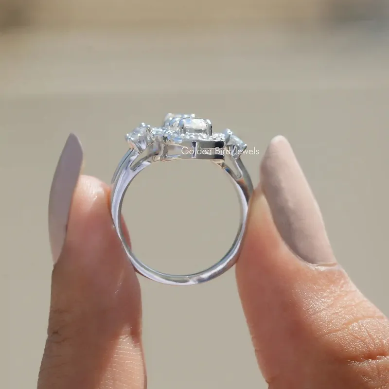 Old Mine Cushion Cut Moissanite Cocktail Ring vy 2