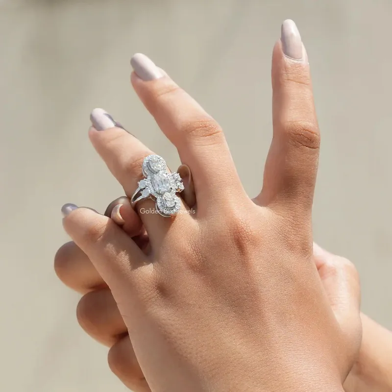 Old Mine Cushion Cut Moissanite Cocktail Ring vy 6