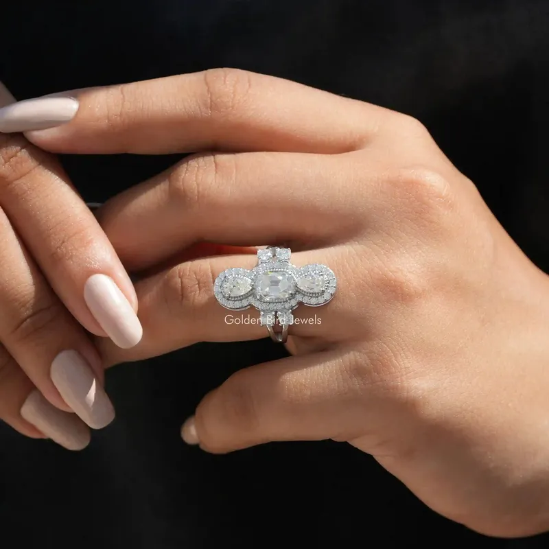 Old Mine Cushion Cut Moissanite Cocktail Ring vy 3