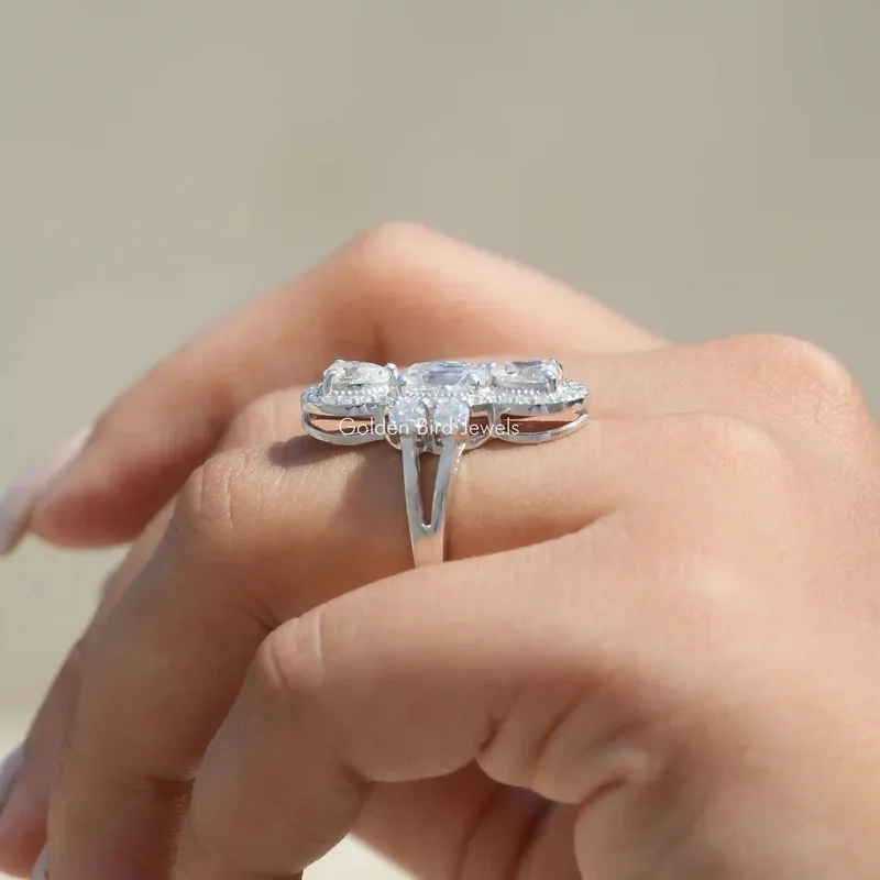 Old Mine Cushion Cut Moissanite Cocktail Ring vy 8