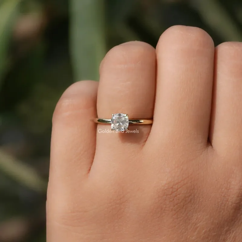 Old Mine Cushion Cut Moissanite Engagement Ring view 4