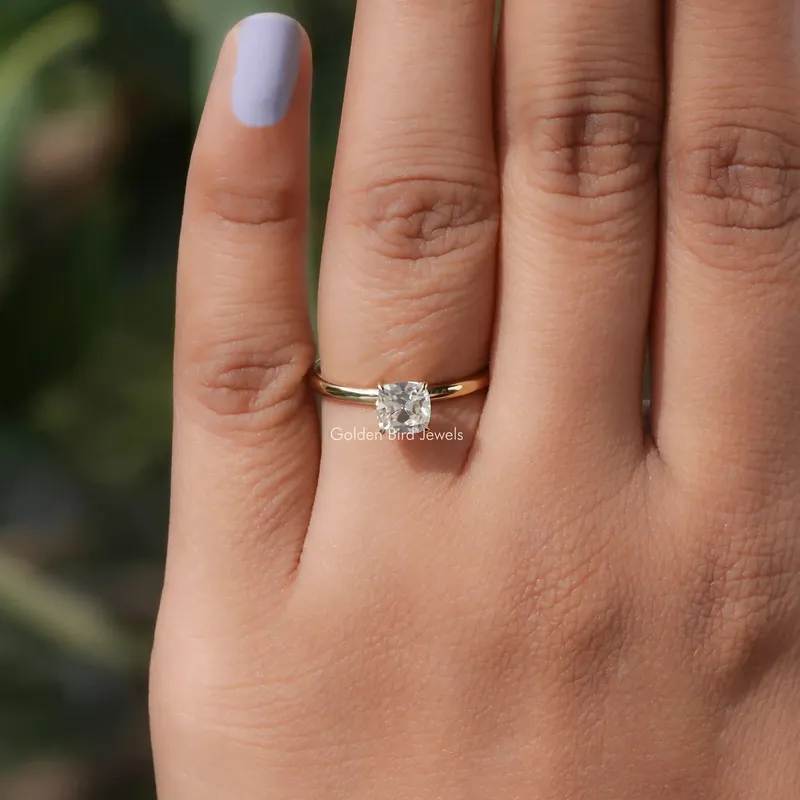 Old Mine Cushion Cut Moissanite Engagement Ring view 5
