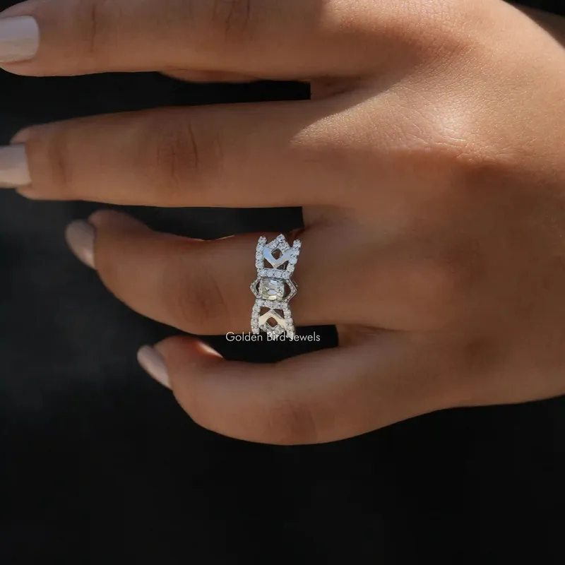 Old Mine Cushion Cut Moissanite Engagement Ring view 7