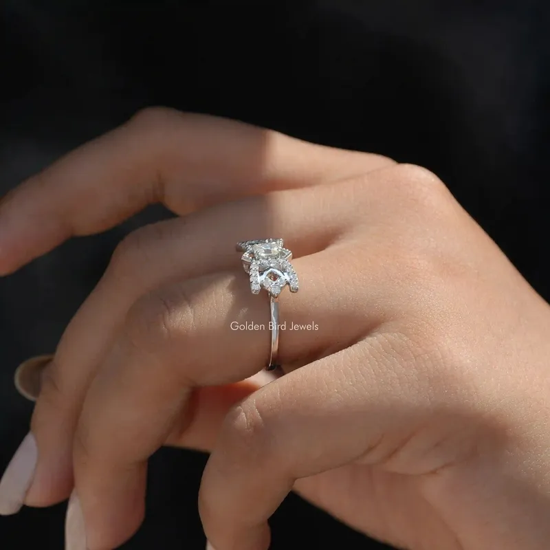 Old Mine Cushion Cut Moissanite Engagement Ring view 8