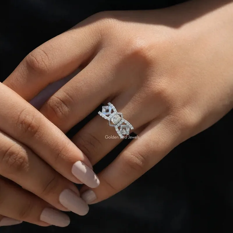 Old Mine Cushion Cut Moissanite Engagement Ring view 4