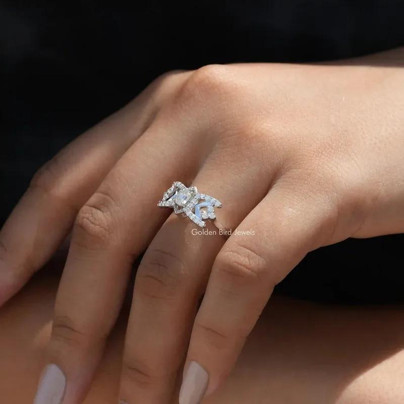 Old Mine Cushion Cut Moissanite Engagement Ring view 5