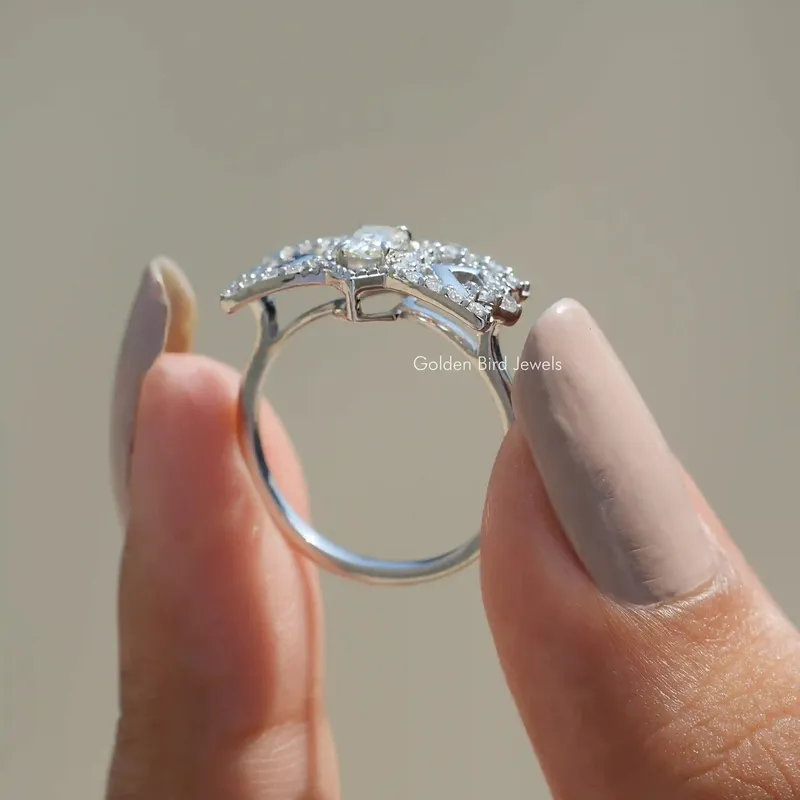 Old Mine Cushion Cut Moissanite Engagement Ring view 2