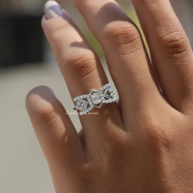 Old Mine Cushion Cut Moissanite Engagement Ring view 3