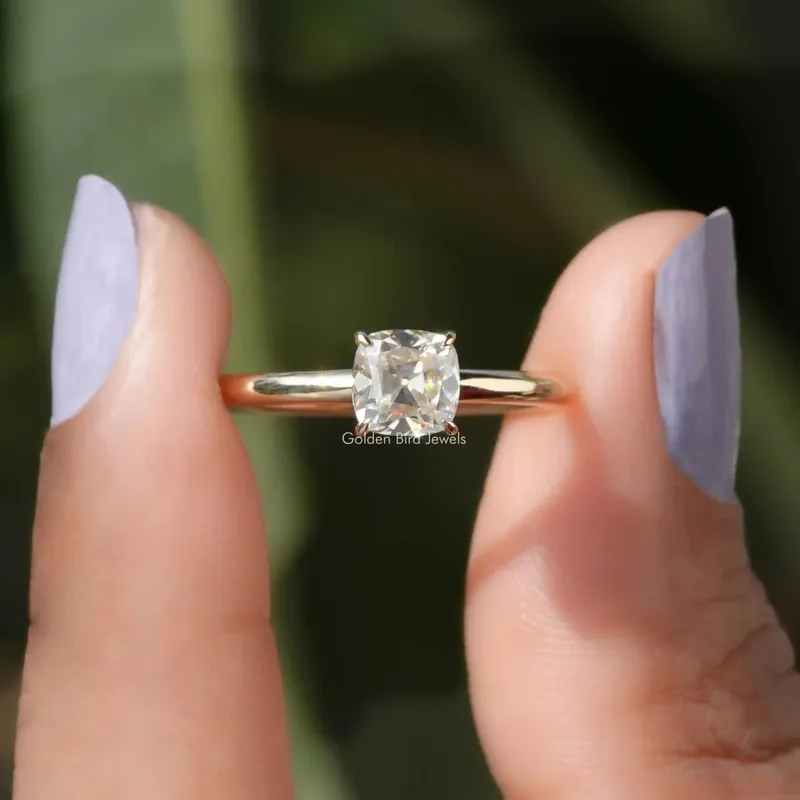 Old Mine Cushion Cut Moissanite Engagement Ring engagement ring