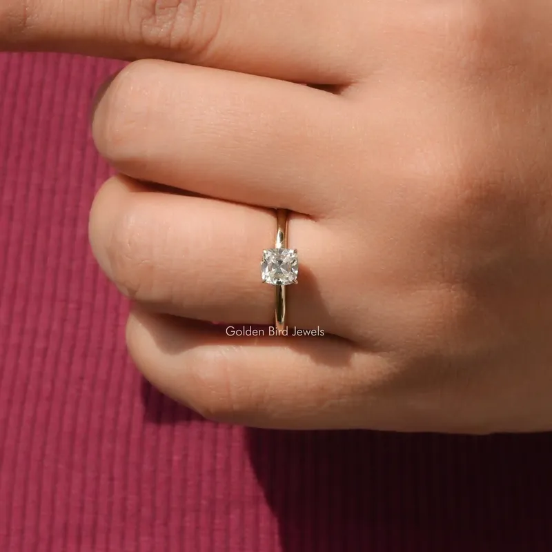 Old Mine Cushion Cut Moissanite Engagement Ring view 6