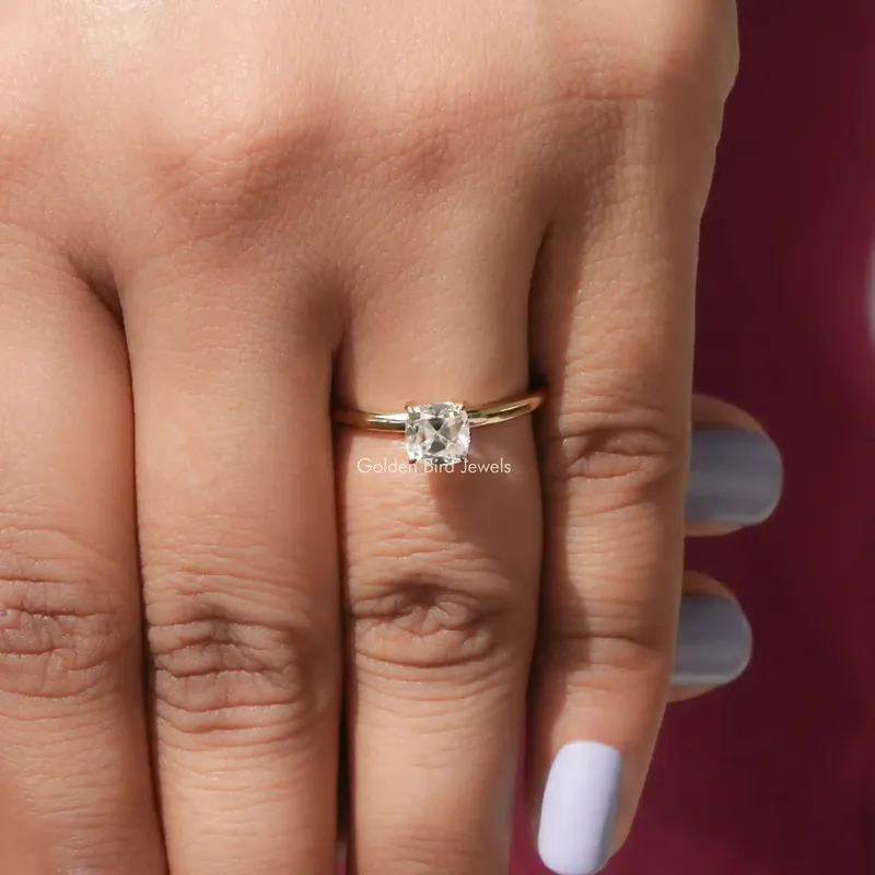 Old Mine Cushion Cut Moissanite Engagement Ring view 8
