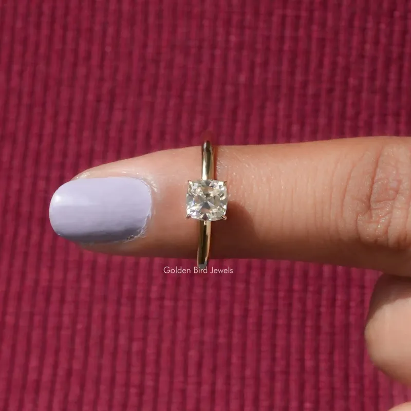 Old Mine Cushion Cut Moissanite Engagement Ring view 7