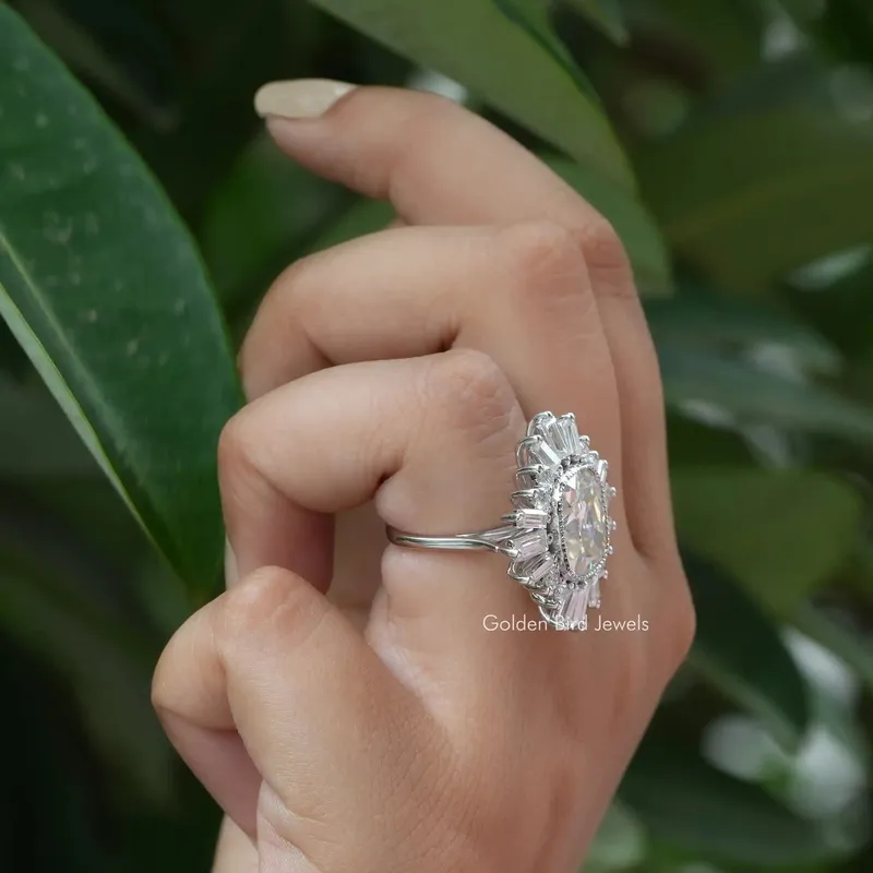 Old Mine Cushion Cut Moissanite Halo Ring view 8