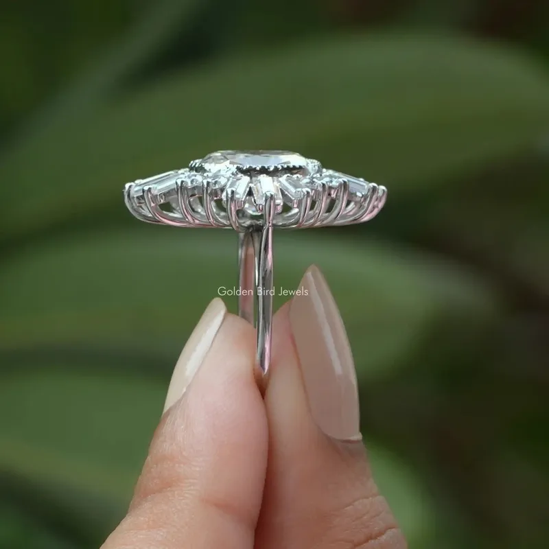 Old Mine Cushion Cut Moissanite Halo Ring view 7