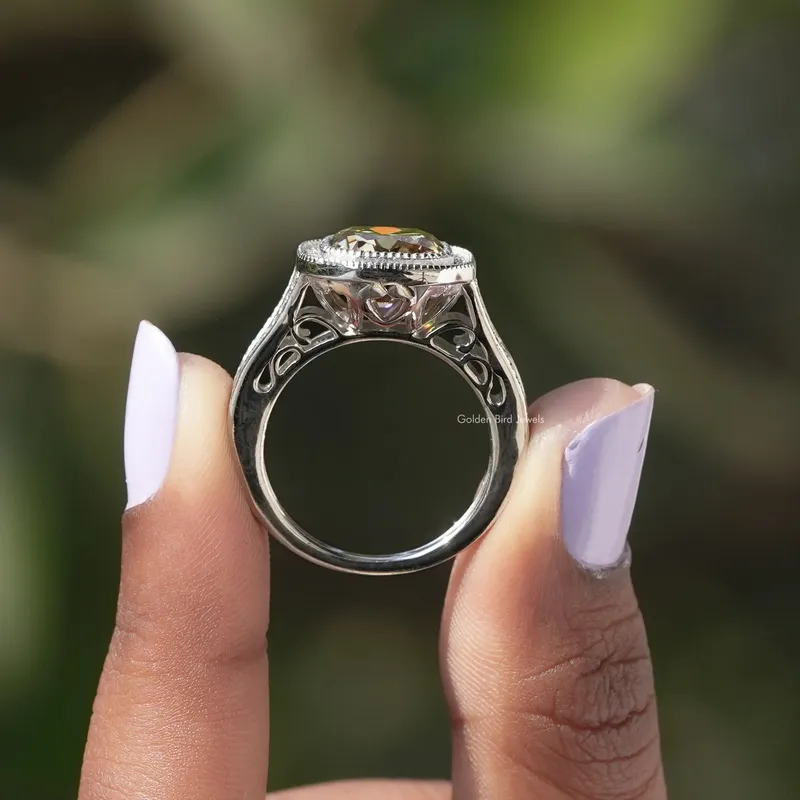 Old Mine Cushion Cut Moissanite Halo Ring view 2