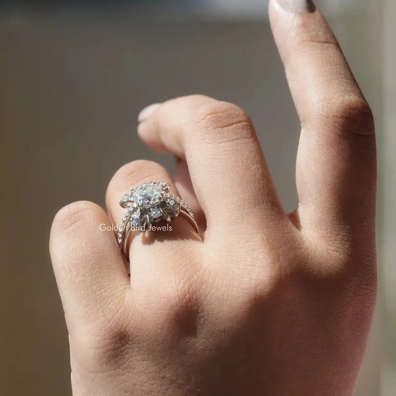 Old Mine Cushion Cut Moissanite Ring vy 7