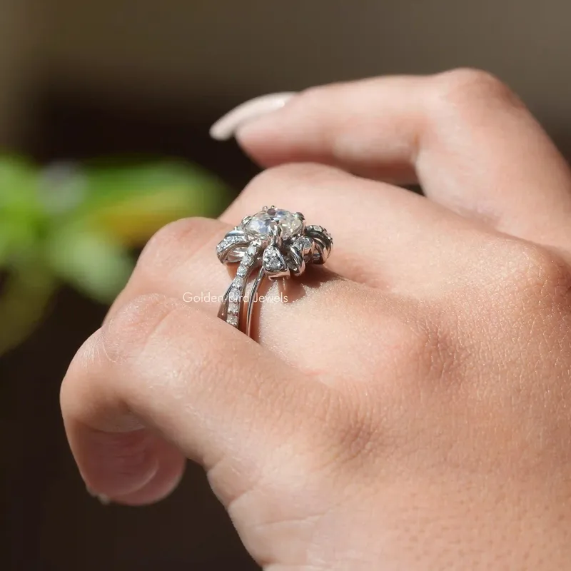 Old Mine Cushion Cut Moissanite Ring vy 8