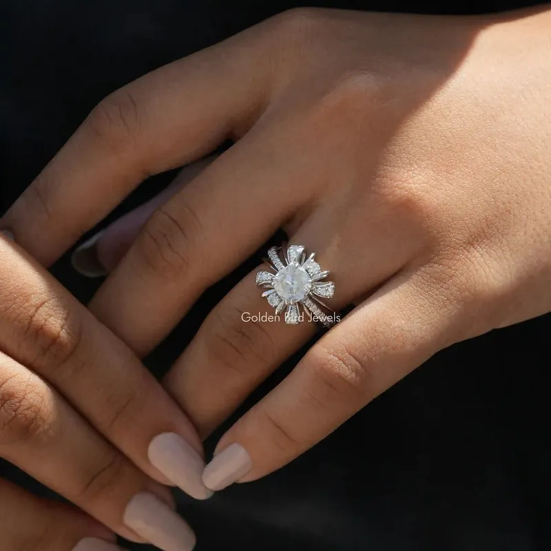 Old Mine Cushion Cut Moissanite Ring vy 2