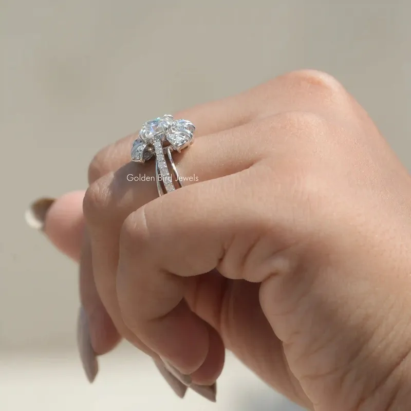 Old Mine Cushion Cut Moissanite Ring vy 9