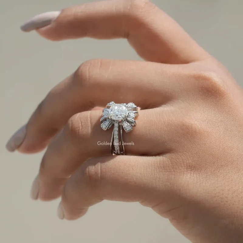 Old Mine Cushion Cut Moissanite Ring vy 4