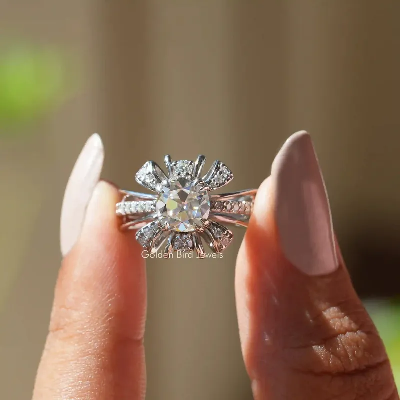 Old Mine Cushion Cut Moissanite Ring cushion cut engagement ring