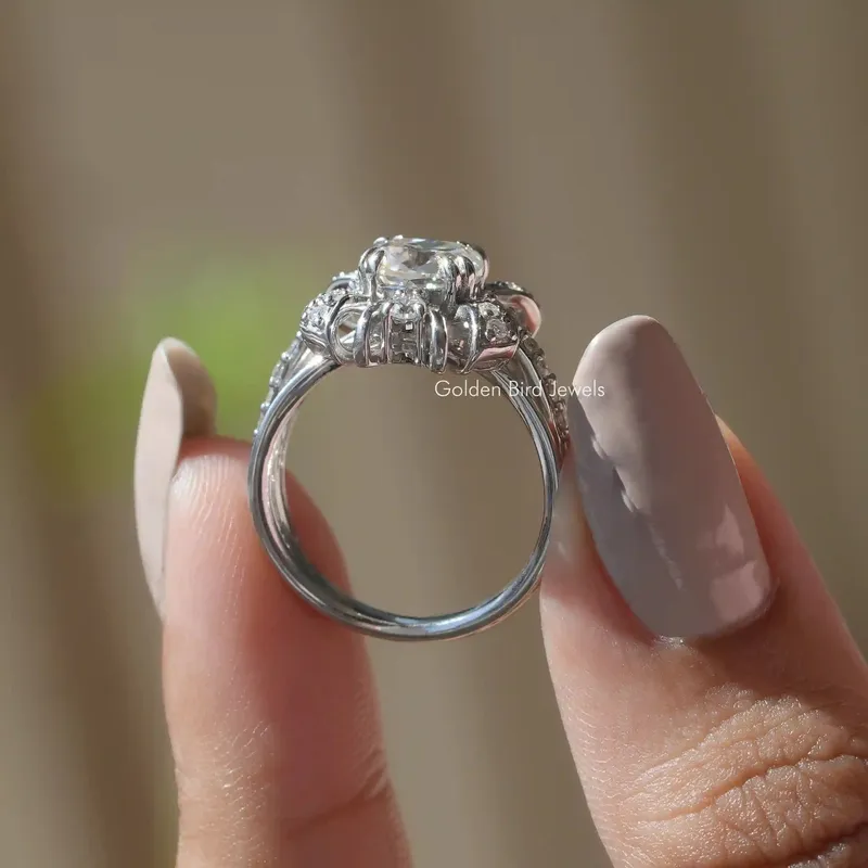 Old Mine Cushion Cut Moissanite Ring vy 10