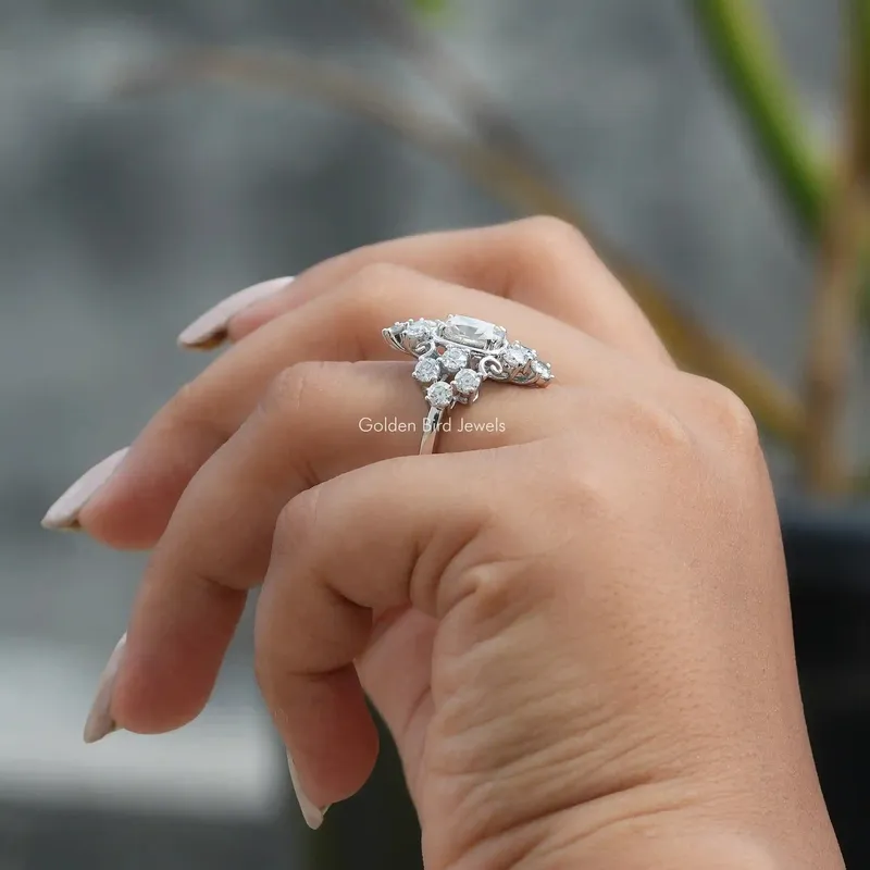 Old Mine Cushion Cut Moissanite Ring vy 6