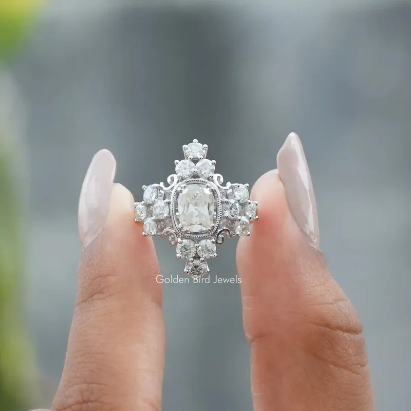 Old Mine Cushion Cut Moissanite Ring engagement ring