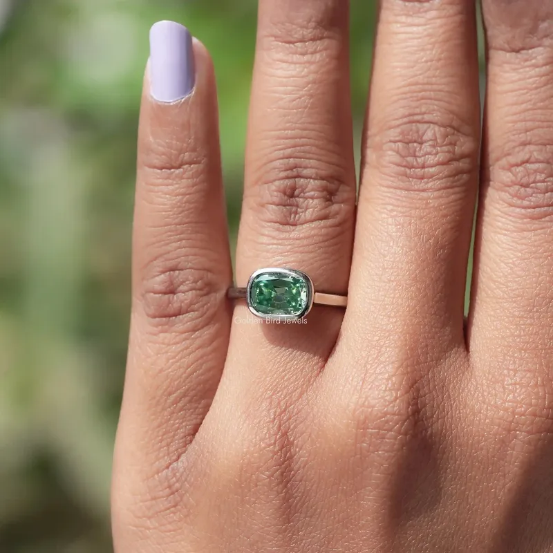 Old Mine Cushion Cut Moissanite Solitaire Ring view 4