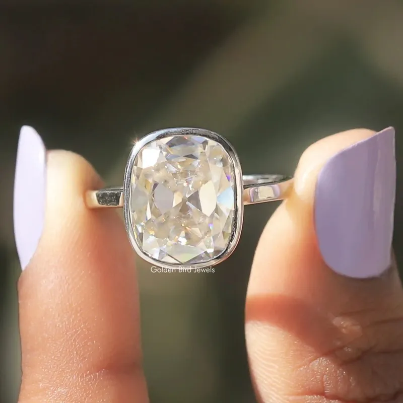 Old Mine Cushion Cut Moissanite Solitaire Ring engagement ring