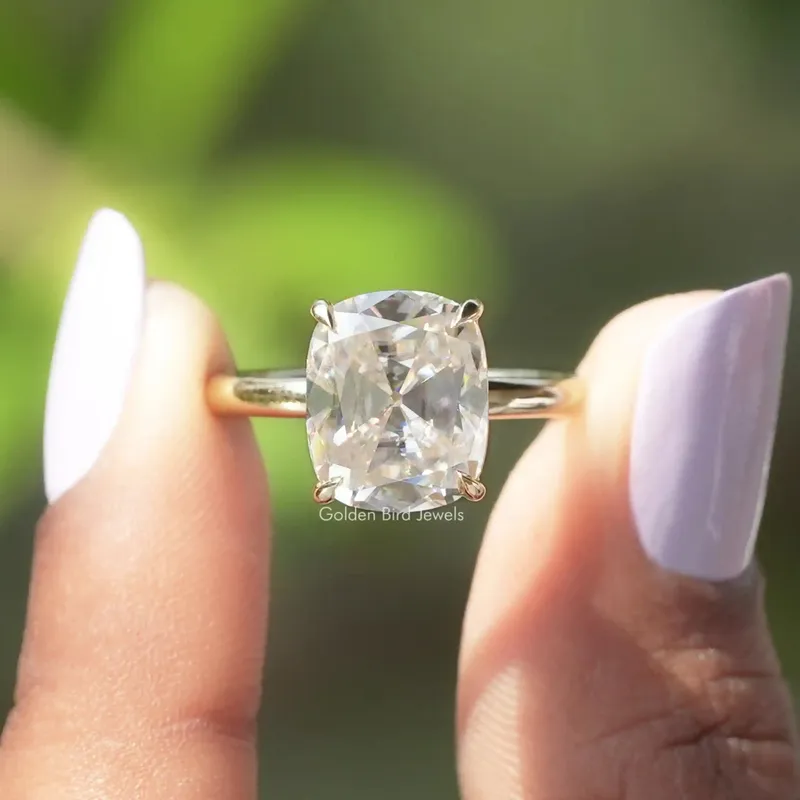 Old Mine Cushion Moissanite Solitaire Ring cushion cut engagement ring