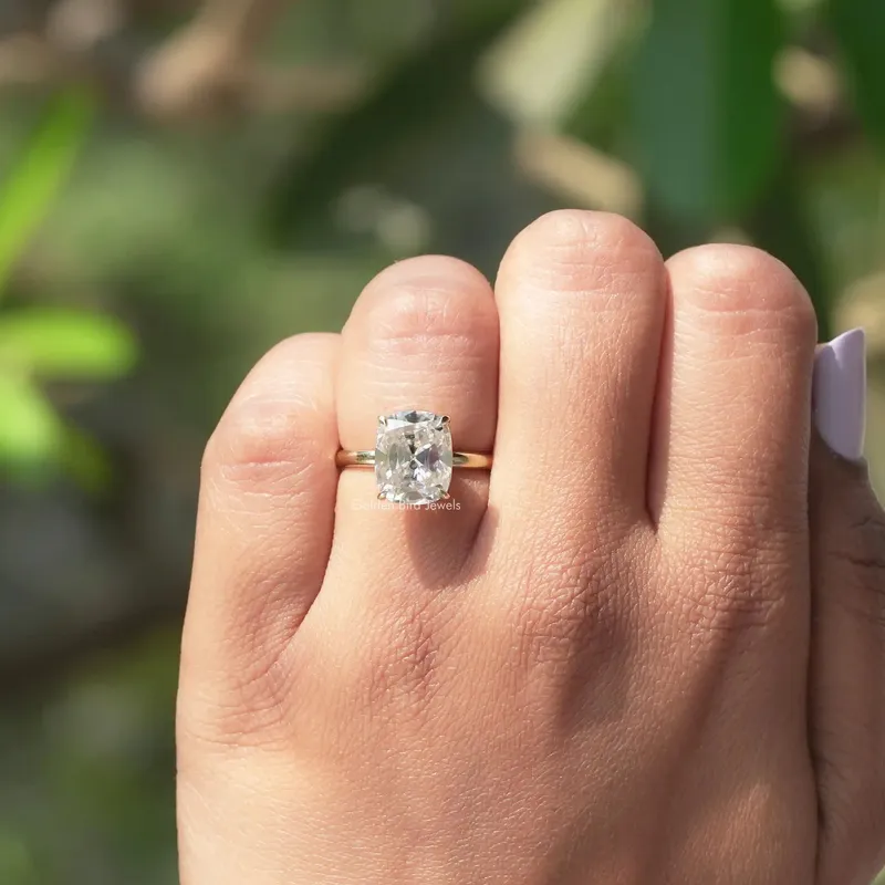 Old Mine Cushion Moissanite Solitaire Ring view 4